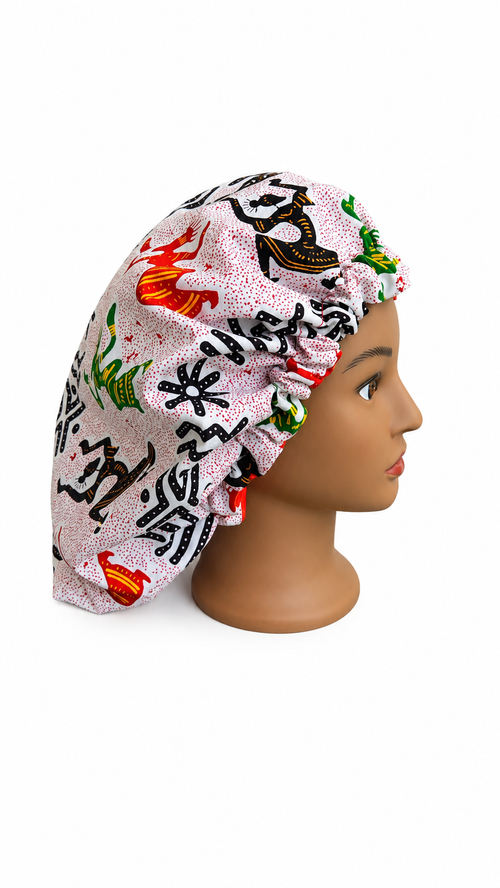 African Rhythm Satin Hair Bonnet – Protect your crown in style with the African Rhythm Satin Hair Bonnet — where tradition meets hair care. 👑✨