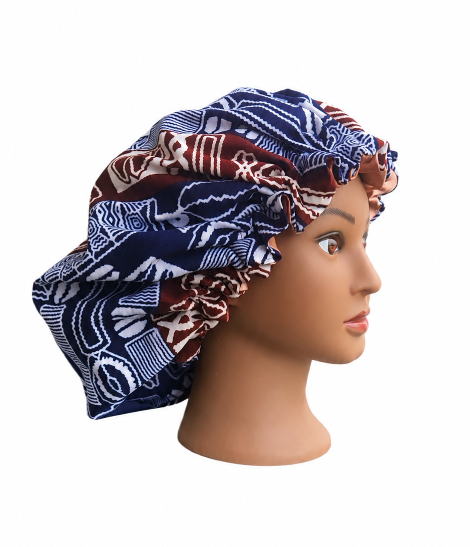 👑 Royal Heritage Satin Hair Bonnet🤎💙.