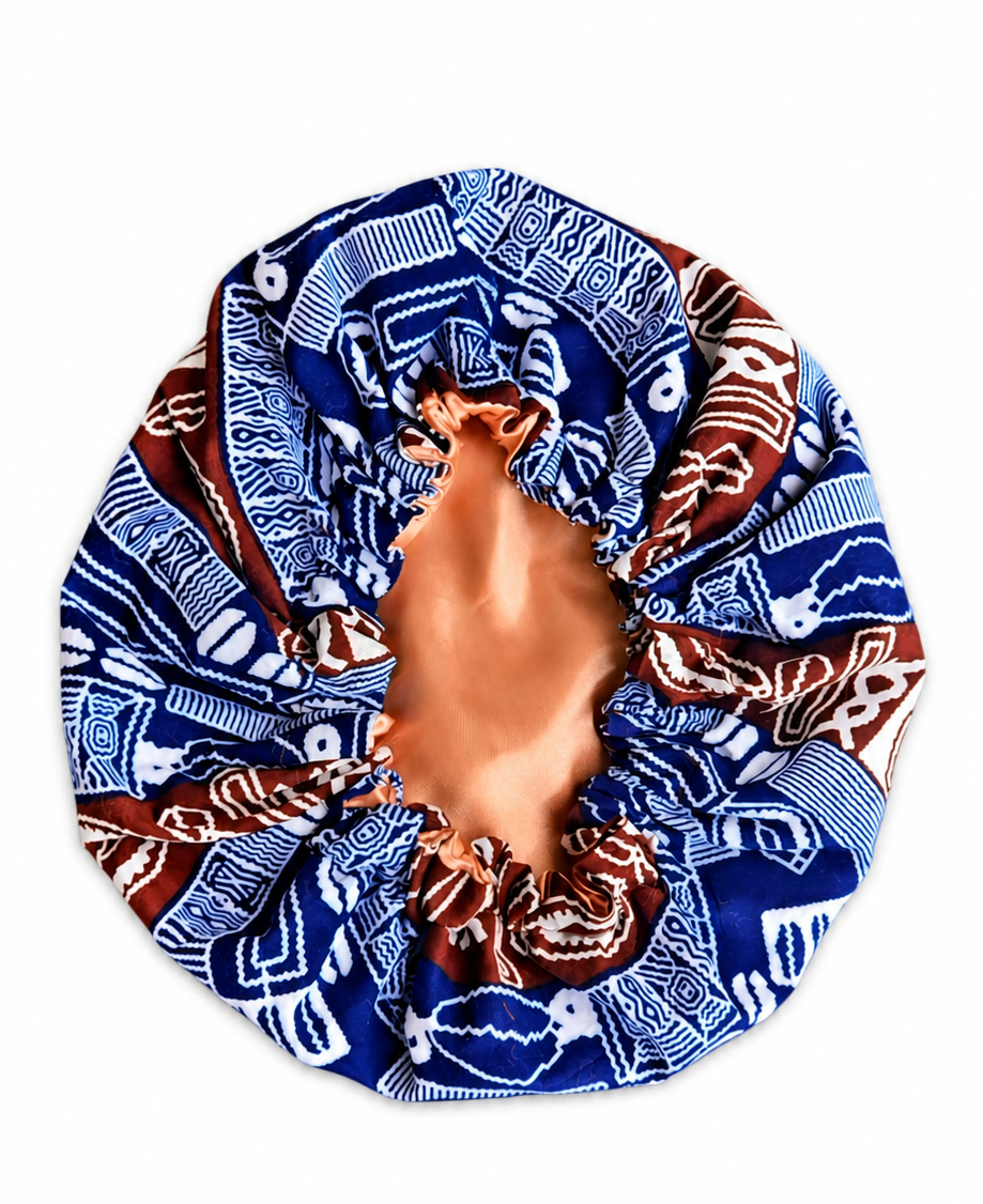 👑 Royal Heritage Satin Hair Bonnet🤎💙.