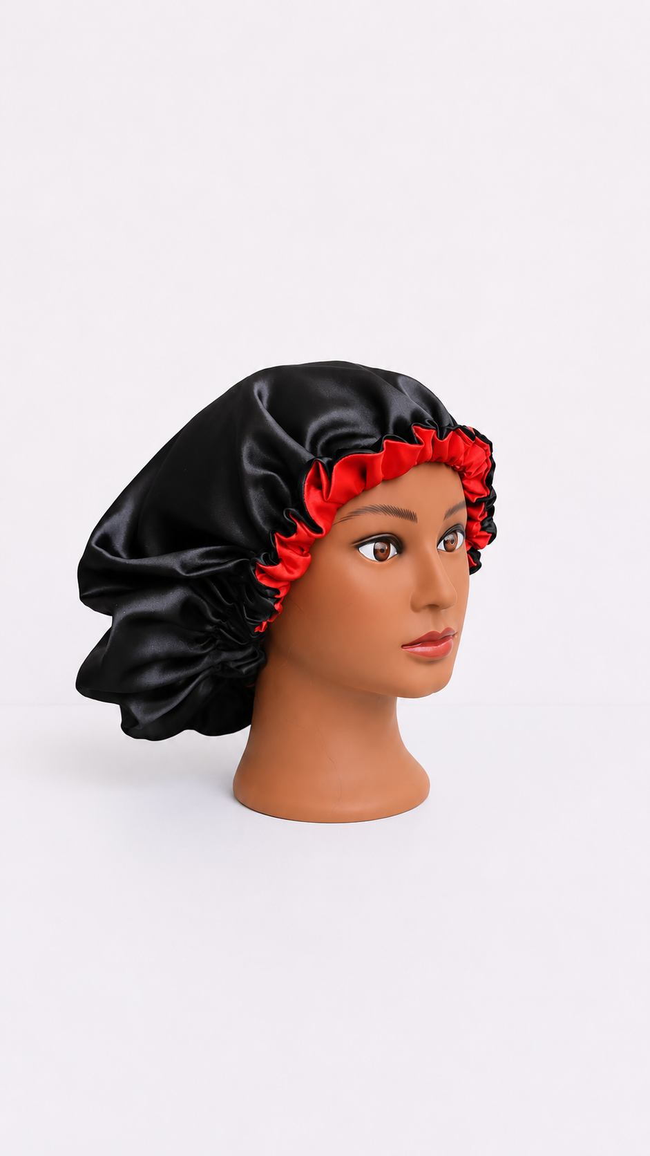 Luxury Reversible Satin Bonnet – Black & Red Elegant Hair Protection Cap for Sleep, Frizz Control & Healthy Hair Care❤️🖤