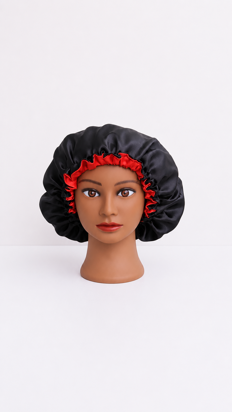 Luxury Reversible Satin Bonnet – Black & Red Elegant Hair Protection Cap for Sleep, Frizz Control & Healthy Hair Care❤️🖤