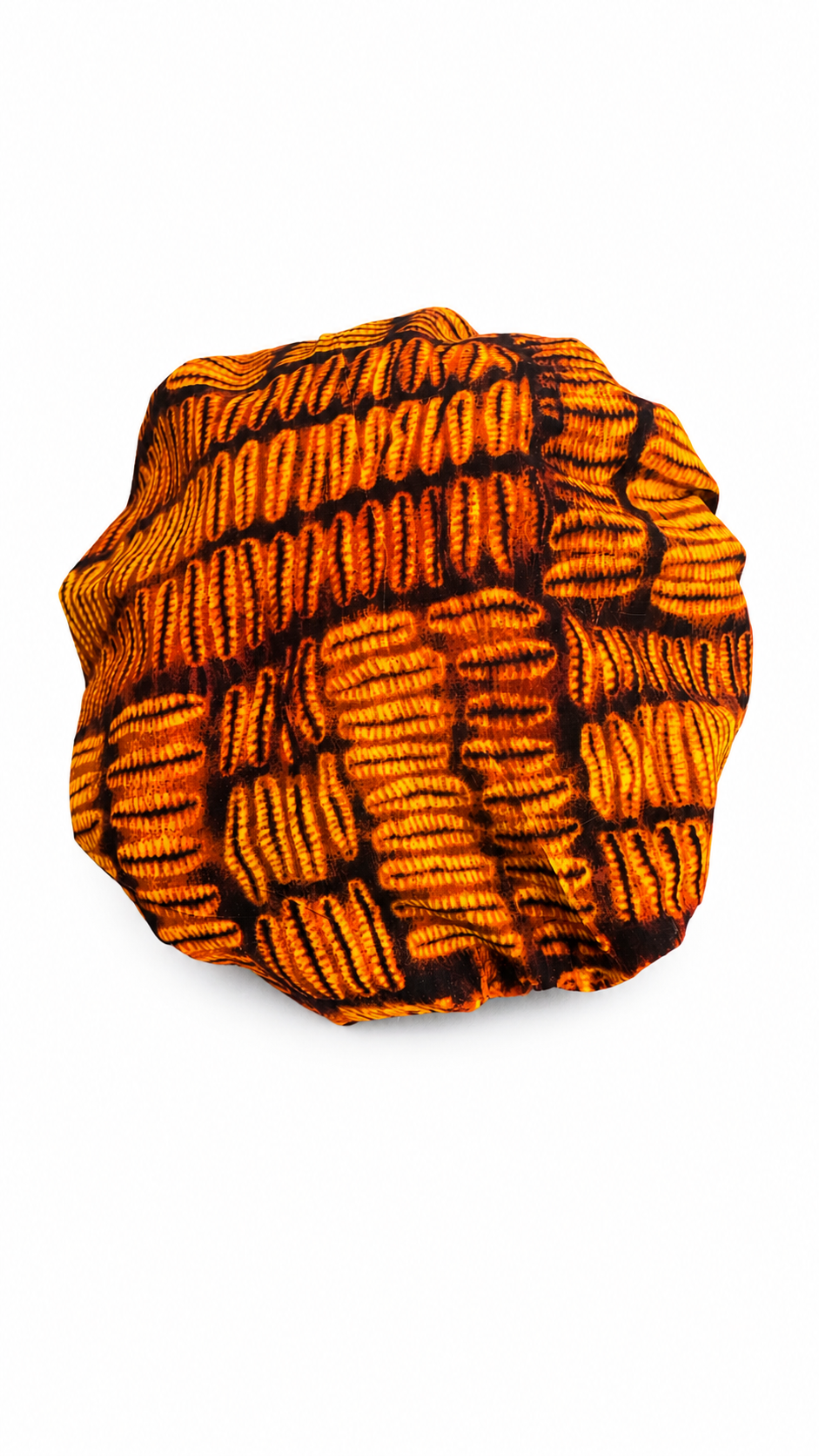 Luxury Satin-Lined African Print Bonnet – Orange Tribal Design💫🤎.